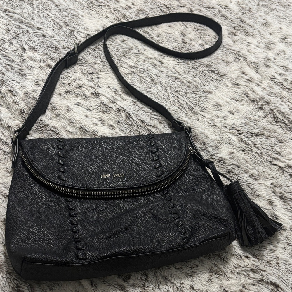 Nine West Textured Black Crossbody Bag